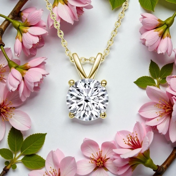 1 CT Moissanite Diamond Solitaire Pendant Anniversary Birthday Gift